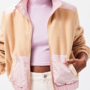 Pacsun light pink and tan mixed fleece jacket